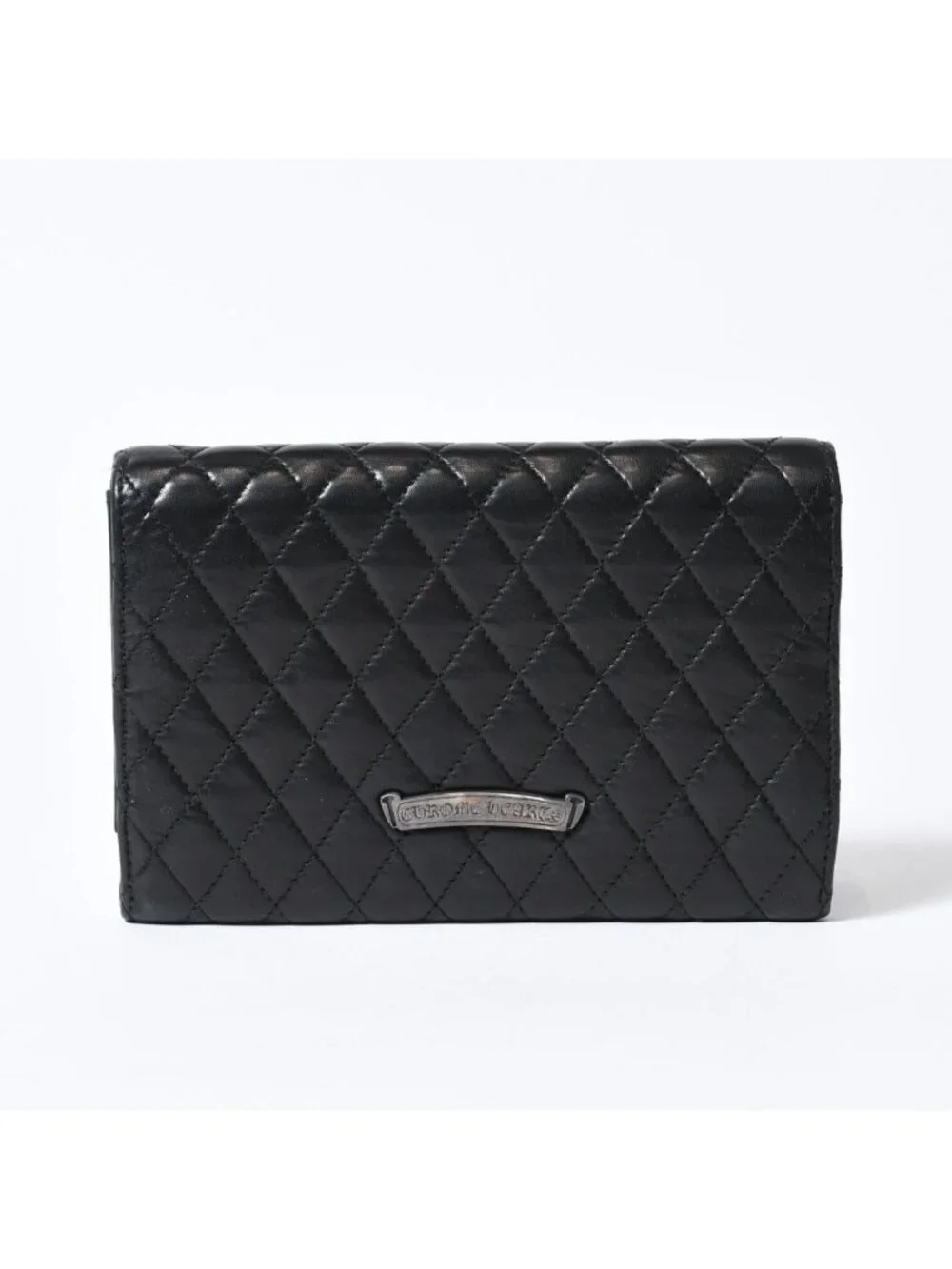 Chrome Hearts Quilted Leather Wallet BS Flare Lambskin Black